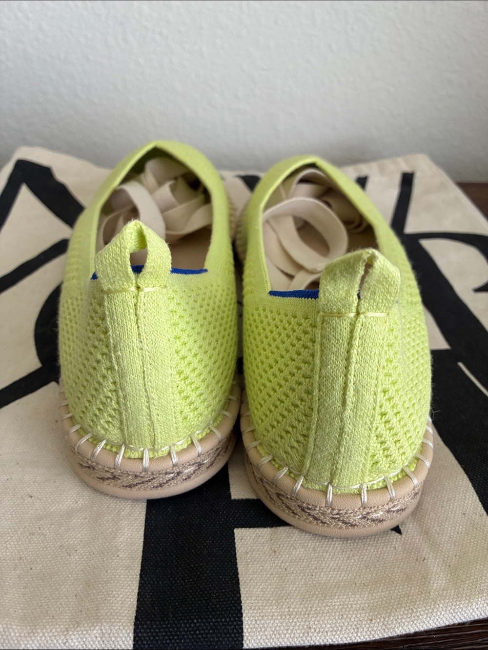 Rothy's Neon Green Lace up Espadrilles - Picture 2 of 4